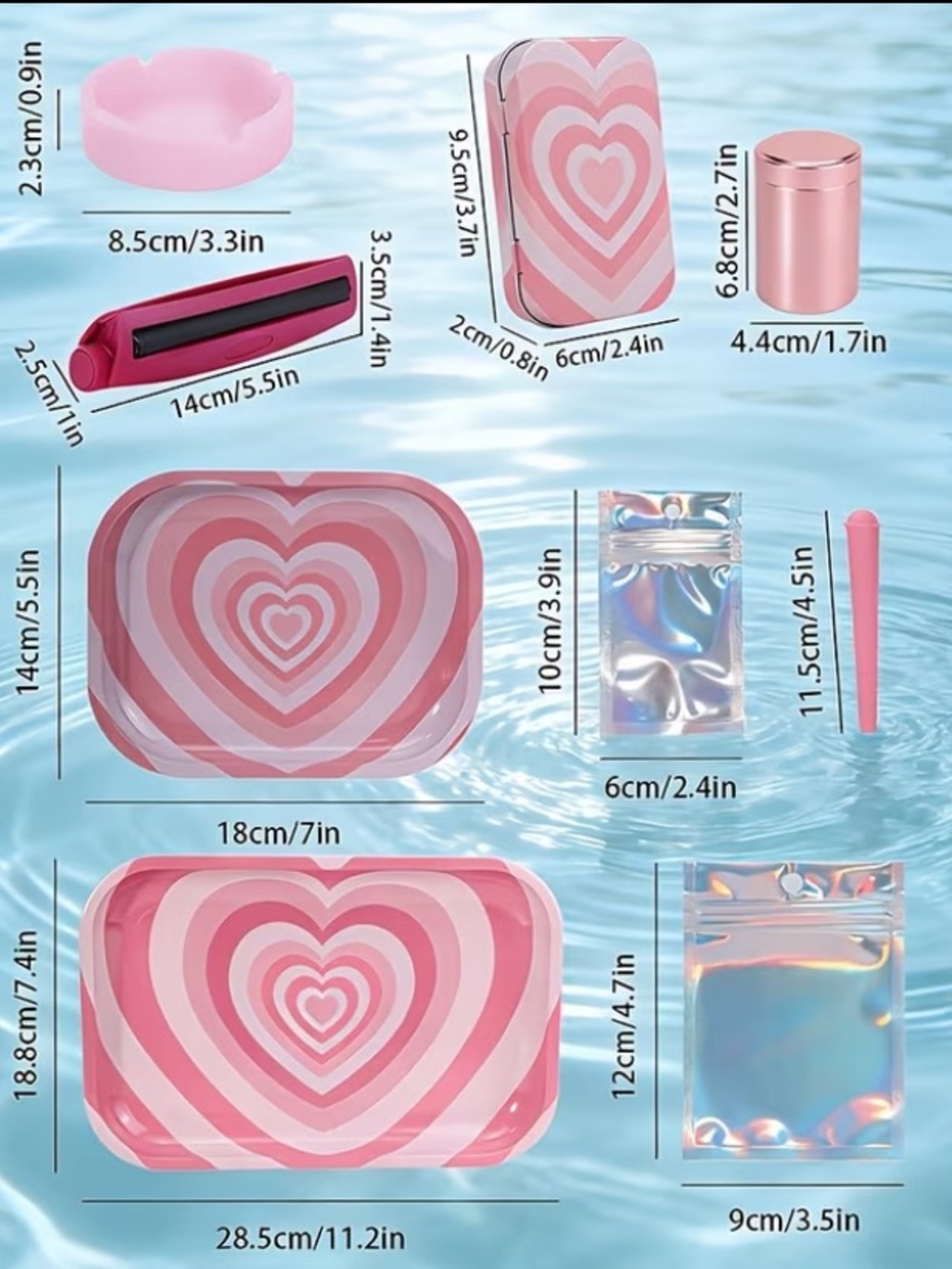 Pink Heart Pattern Party Tray Set - Home Party Supplies